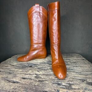 Loeffler Randall Tall Leather Riding Boots Brown Women’s 6B Made in Italy